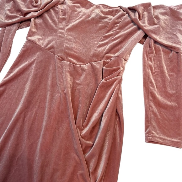 CIDER Velvet Off‑Shoulder Mini Dress – Dusty Rose | Size XL NWT - Picture 4 of 6